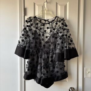 Alice McCall Black and Gray Floral Romper